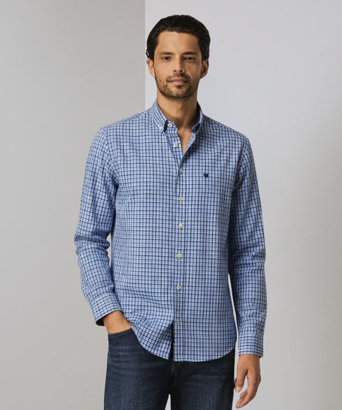 Chemise bleu à carreaux